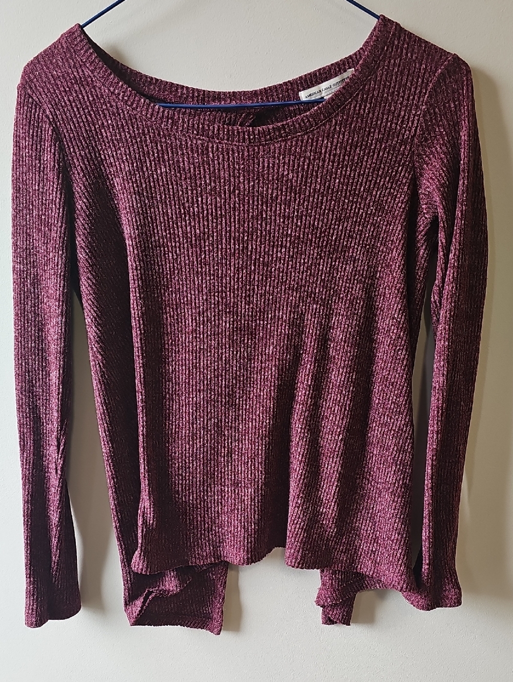 American Eagle Outfitters Small Maroon Ribbed Knit Top